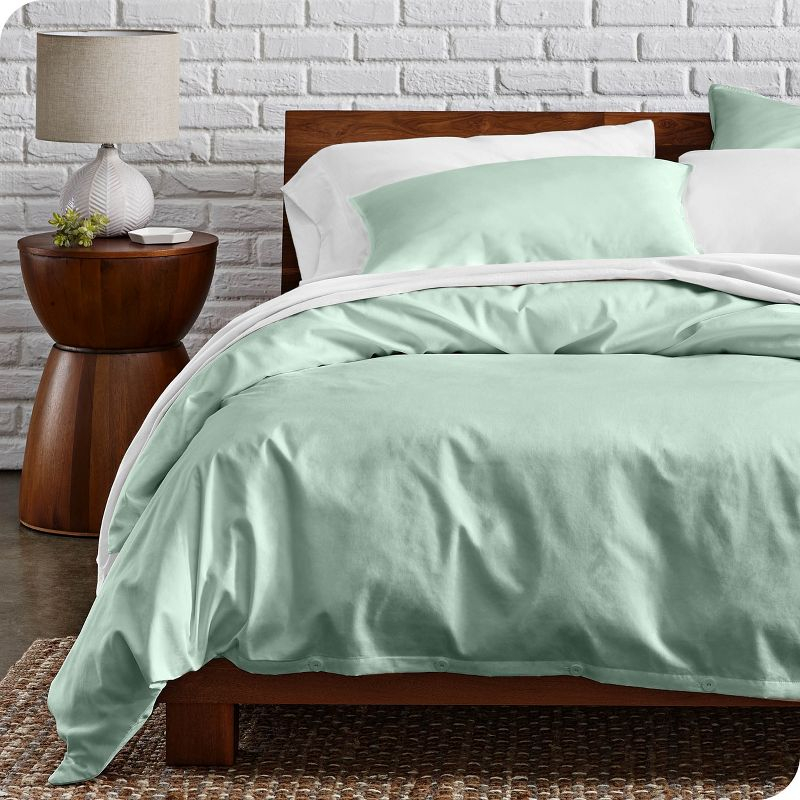 100% Organic Cotton Percale Full/Queen Duvet Cover and Sham Set Willow by Bare Home