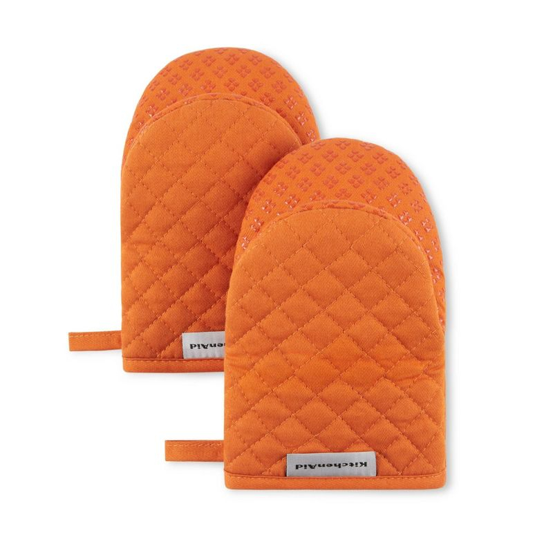 KITCHENAID Asteroid Mini Oven Mitt 2-Pack Set, Honey Orange, 5.5"x8"