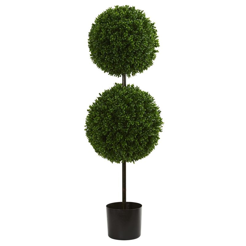 3.5ft Boxwood Double Ball Artificial Topiary Tree - Nearly Natural: UV-Resistant, Indoor/Outdoor Decor