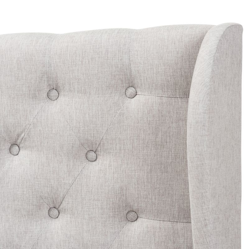 King Cadence Modern and Contemporary Fabric Button Tufted Winged Headboard Gray - Baxton Studio