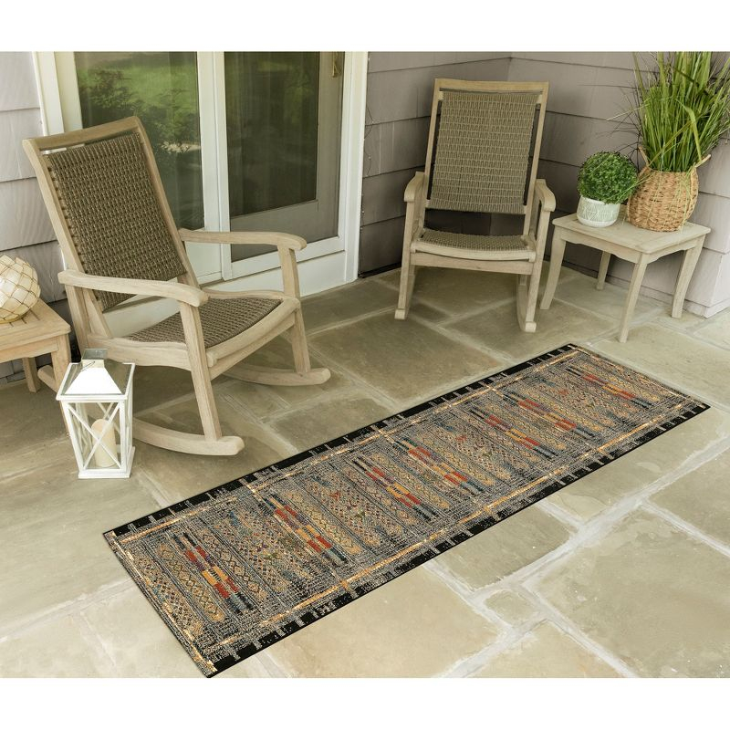 Liora Manne Marina Stripe Indoor/Outdoor Rug Black 1'11" x 7'6"