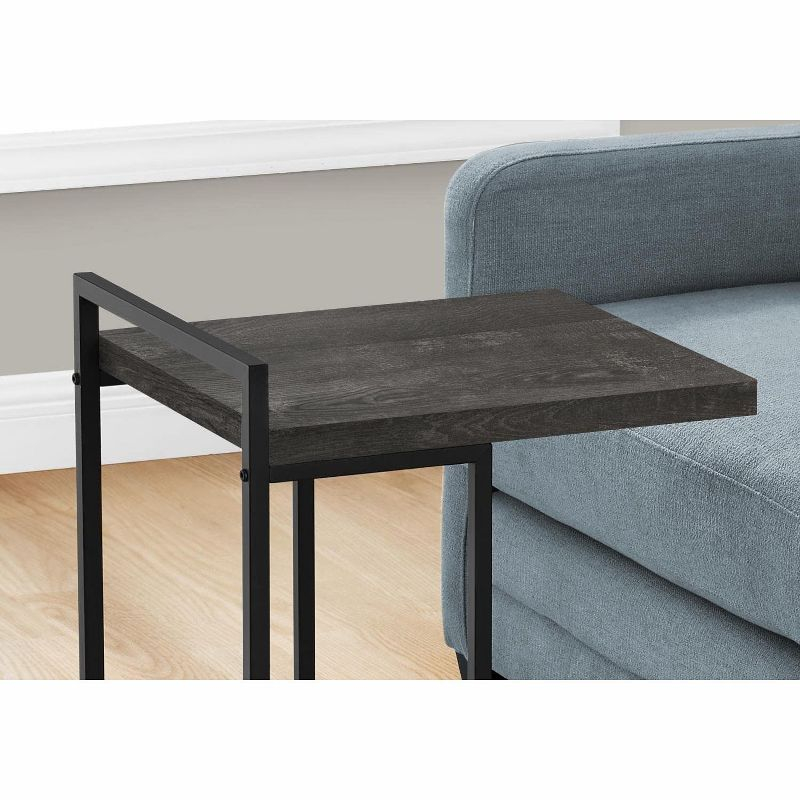 Monarch Specialties Accent Table, C-shaped, End, Side, Snack, Living Room, Bedroom, Black Laminate, Black Metal, Contemporary, Modern