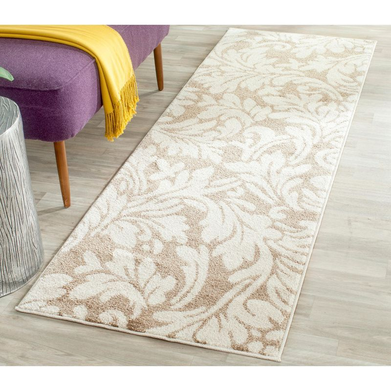 Amherst AMT425 Power Loomed Indoor Runner Rug - Wheat/Beige - 2'3"x13' - Safavieh