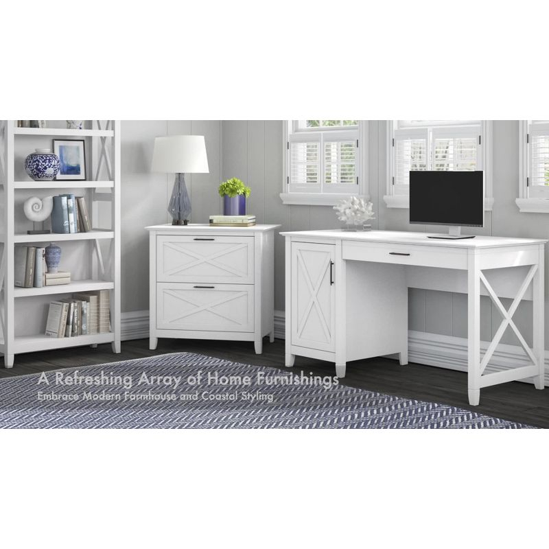 Key West End Table with Storage Washed Gray - Bush Furniture: Coastal Style, Drawer & Shelf