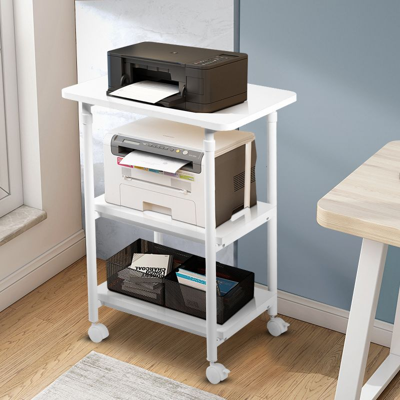 Tangkula 3-Tier Adjustable Rolling Under Desk Printer Cart with 3 Storage Shelves Printer Stand for home office White