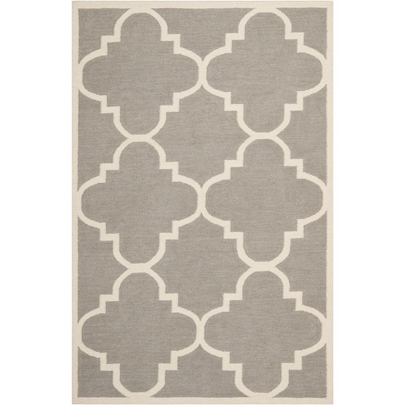 Dhurries DHU633 Hand Woven Area Rug - Grey/Ivory - 5'x8' - Safavieh.