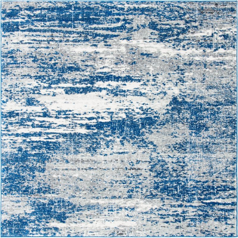 Evoke EVK272 Power Loomed Area Rug - Dark Blue/Grey - 6'7"x6'7" - Safavieh.