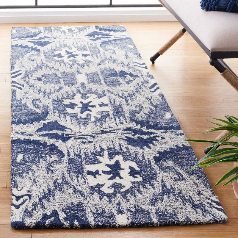 Ikat IKT654 Hand Tufted Runner Rug - Blue/Ivory - 2'3"x8' - Safavieh.