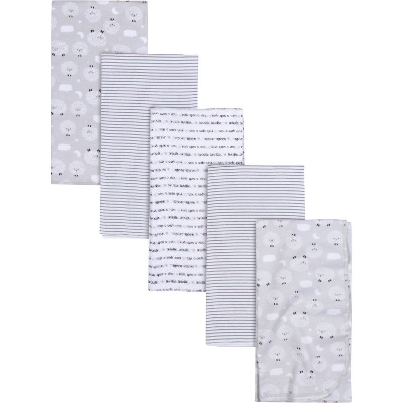 Gerber Baby Flannel Receiving Blankets, Sheep, 5-Pack