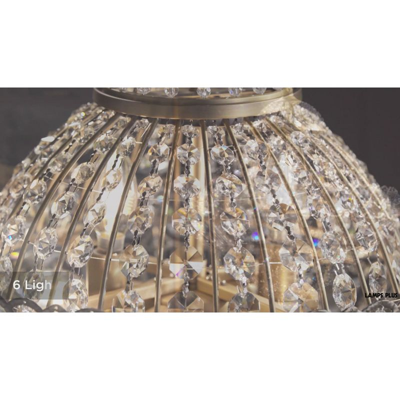 Vienna Full Spectrum Wallingford Antique Brass Chandelier 16" Wide French Crystal Glass 6-Light Fixture for Dining Room House Kitchen Island Entryway