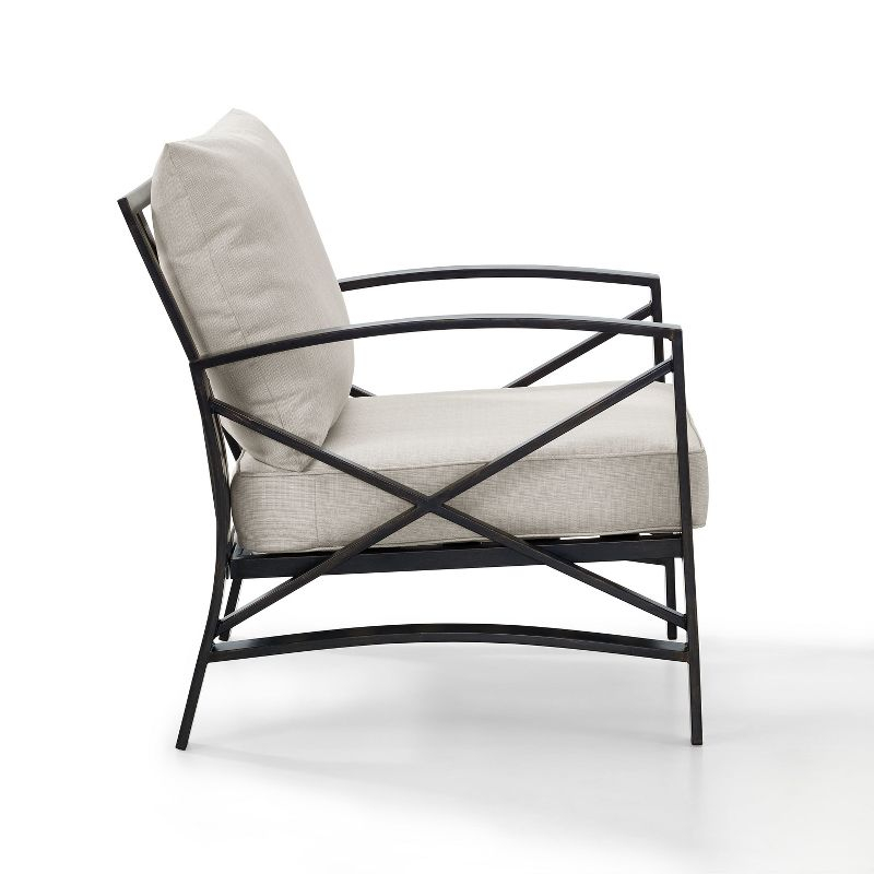 Kaplan Outdoor Arm Chair Oatmeal - Crosley: Patio Furniture, Steel Frame, Weather-Resistant