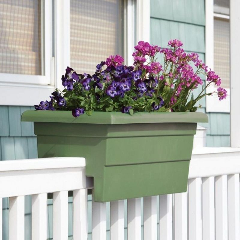 Bloem Classic Rectangular Deck Rail Planter, Sage, 24in