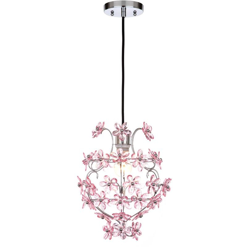 Raz Floral Pendant Lamp - LIT4487 - Chrome - Safavieh