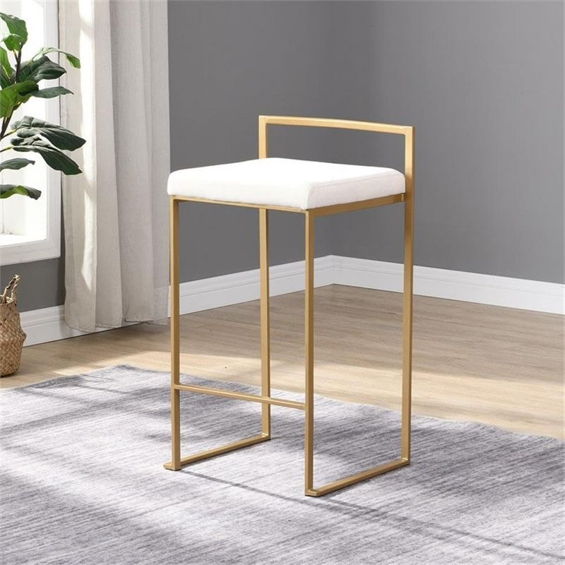 Carolina Living Lucien 25.25" Upholstered Counter Stool - Gold - Cream Upholstery