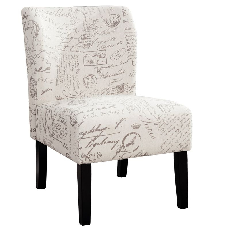 Roundhill Furniture Capa Fabric Armless Contemporary Accent Chair Script Print