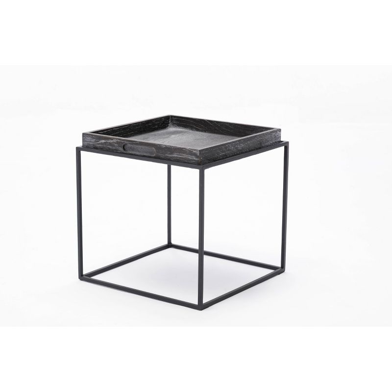 Burnham Home Highlands Side Table Dark Gray - Boraam: Oak Wood, Removable Tray Top, No Assembly Required
