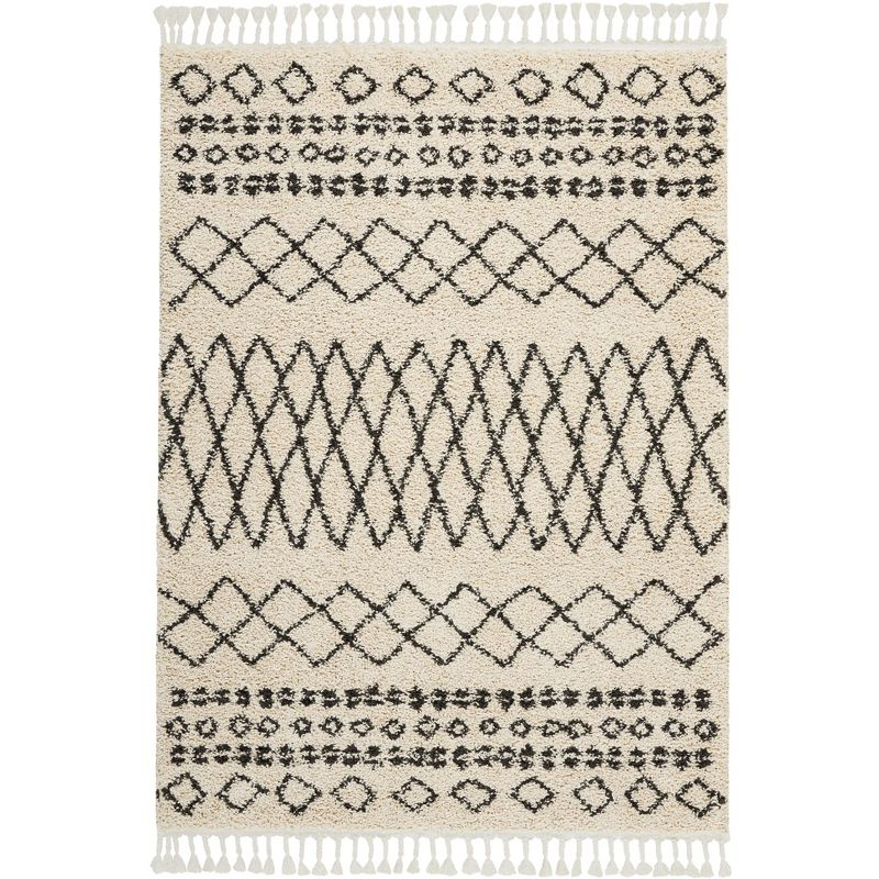 Nourison Marrakesh Shag MRK02 Cream Area Rug 5'3" x 7'11"