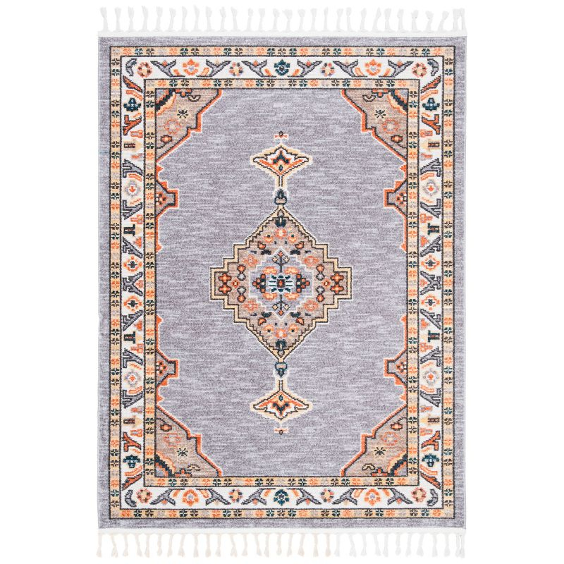 Farmhouse FMH830 Power Loomed Area Rug - Grey/Orange - 5'0" X 7'3" - Safavieh.