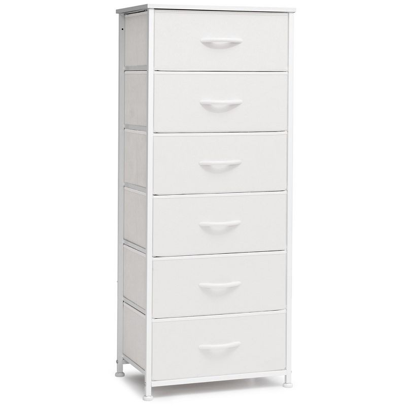 Crestlive Products 6 Drawers Vertical Dresser for Bedroom Storage Tower with Wood Top White
