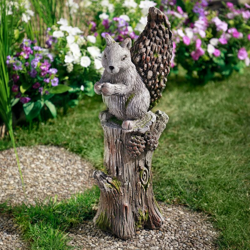 Northlight Squirrel on Tree Stump Outdoor Garden Statue - 22.75"