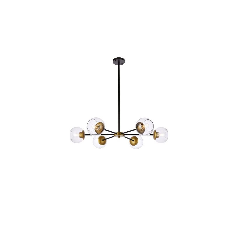 Elegant Lighting Briggs 36 inch pendant in black and brass with clear shade