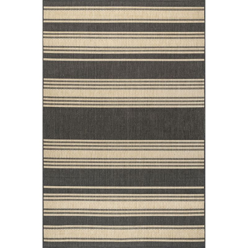Lauren Liess x Rugs USA - Romy Striped Indoor/Outdoor Area Rug Charcoal 8x10