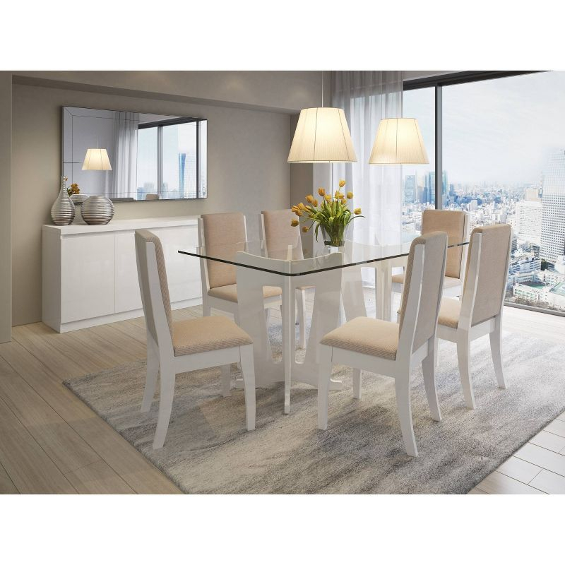 Manhattan Comfort 62.99" Viennese Buffet Cabinet Gloss White: Modern Storage Console, 4 Doors