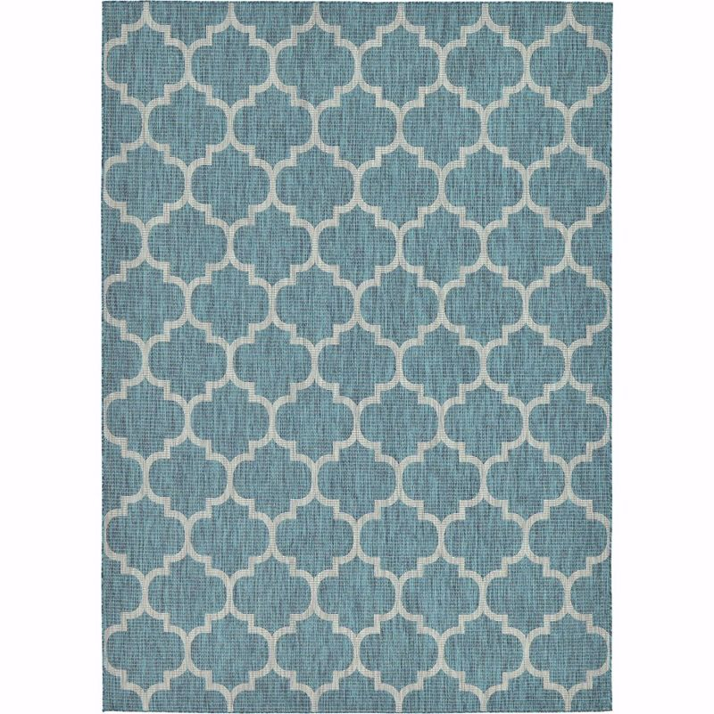 Unique Loom 8' 0 x 11' 4 Rectangle Indoor/Outdoor Trellis Teal Area Rug