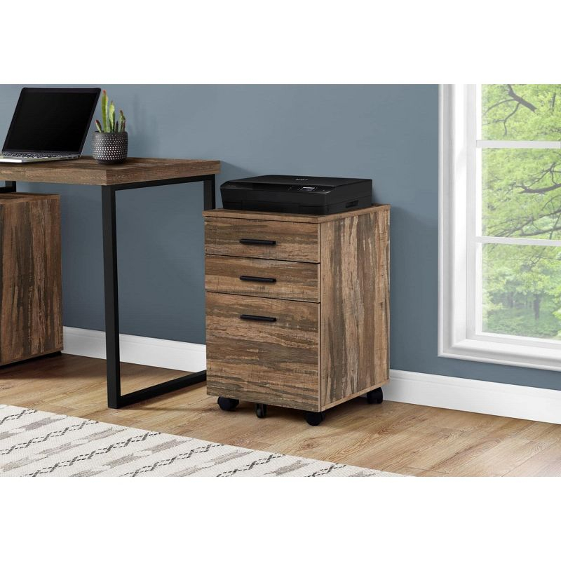 Monarch Specialties File Cabinet Rolling Mobile Storage Drawers Printer Stand Office Work Laminate Brown Contemporary Modern