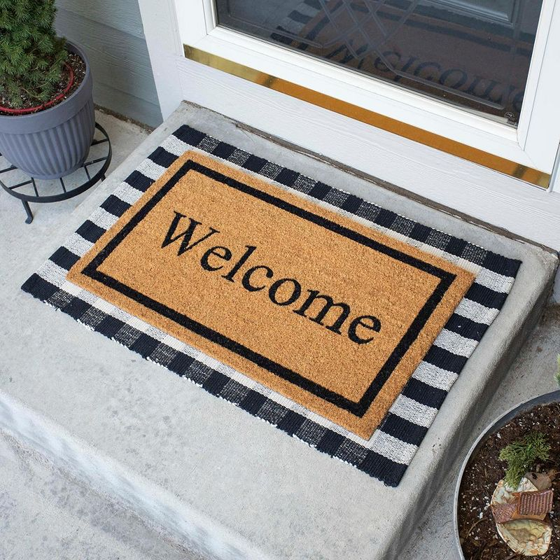 BirdRock  Home Layered Welcome Mat with Vinyl Backing for Door Entryway 24 x 36