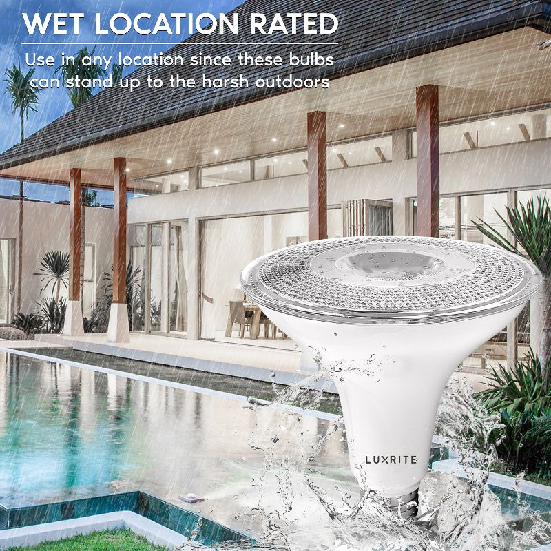 Luxrite 4 Pack PAR38 LED Outdoor Flood Light Bulbs, 120W Equivalent, 1250 Lumens, 4000K Cool White, 15W Dimmable, Wet Rated, E26 Base, UL Listed