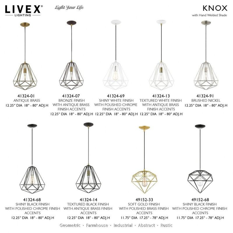 Livex Lighting Knox 1 - Light Pendant in  Shiny Black