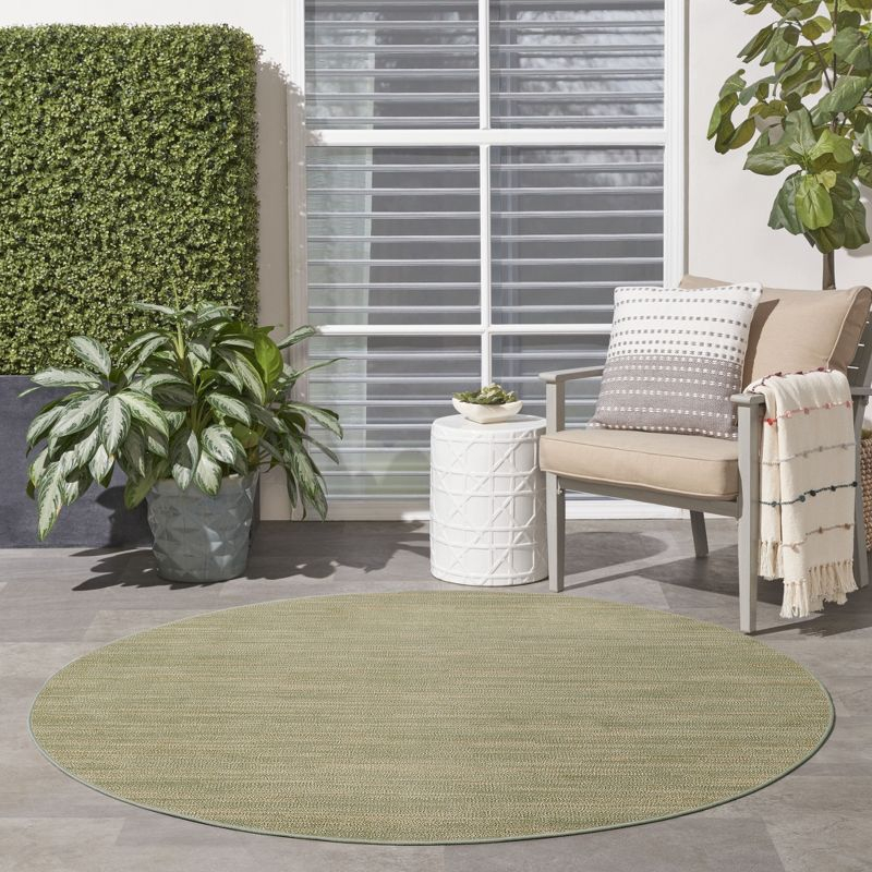 Nourison Essentials Solid Indoor/Outdoor Area Rug Green Gold 8'xRound