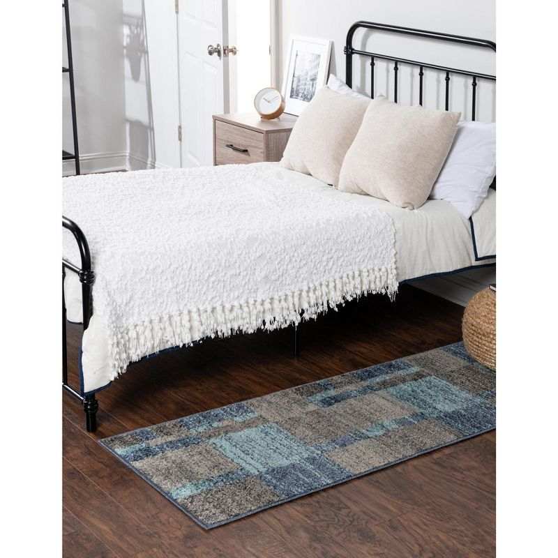 Unique Loom Autumn Collection Area Rug - Providence (2'  x 8' Runner Blue Gray/Light Brown)