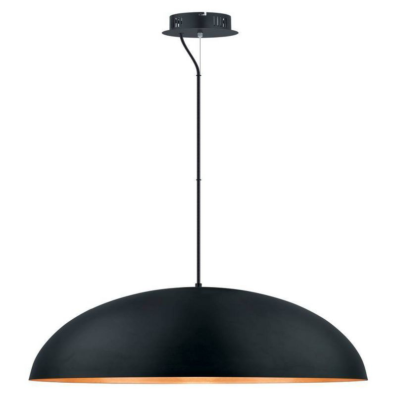 32" 1-Light Gaetano LED Pendant Black and Gold - EGLO: Contemporary Iron Bowl Shade, ETL Listed, Adjustable