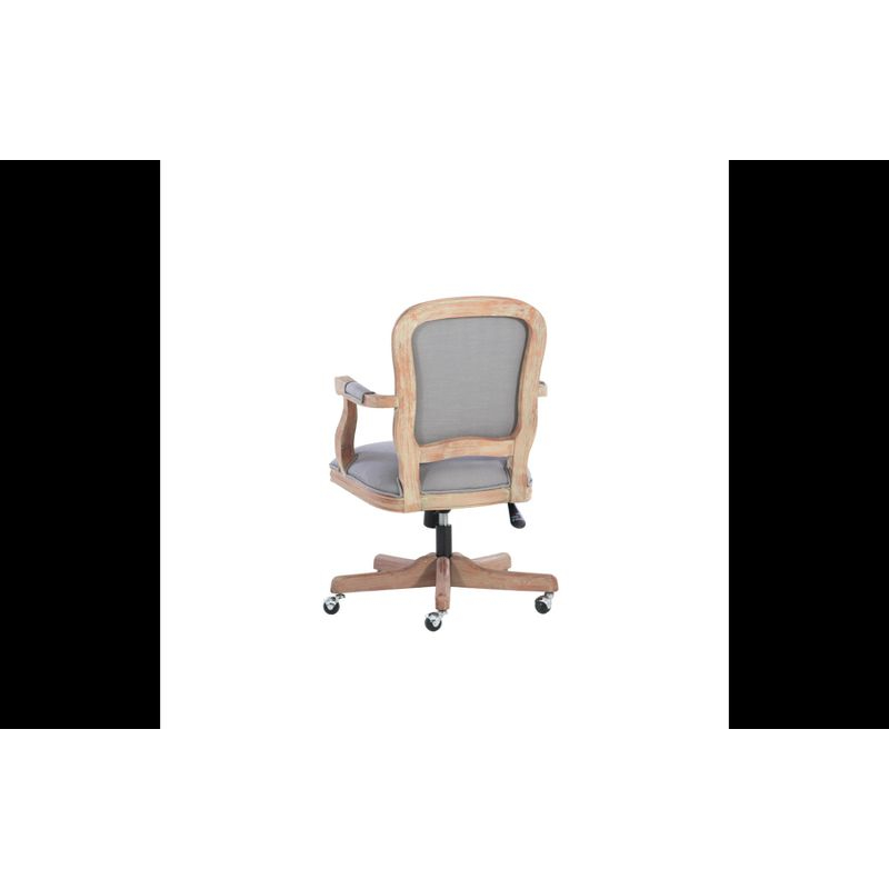 Linon Maybell Traditional Swivel Office Desk Chair Light Gray: Ergonomic, Wooden Frame, Foam Padded