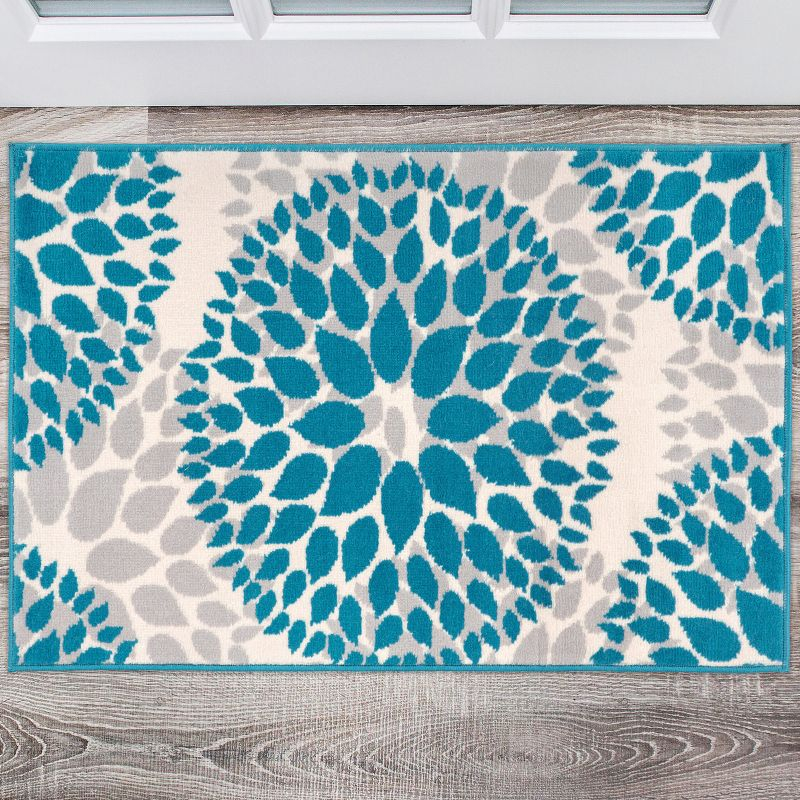 World Rug Gallery Modern Floral Circles Blue 2' x 3' Area Rug