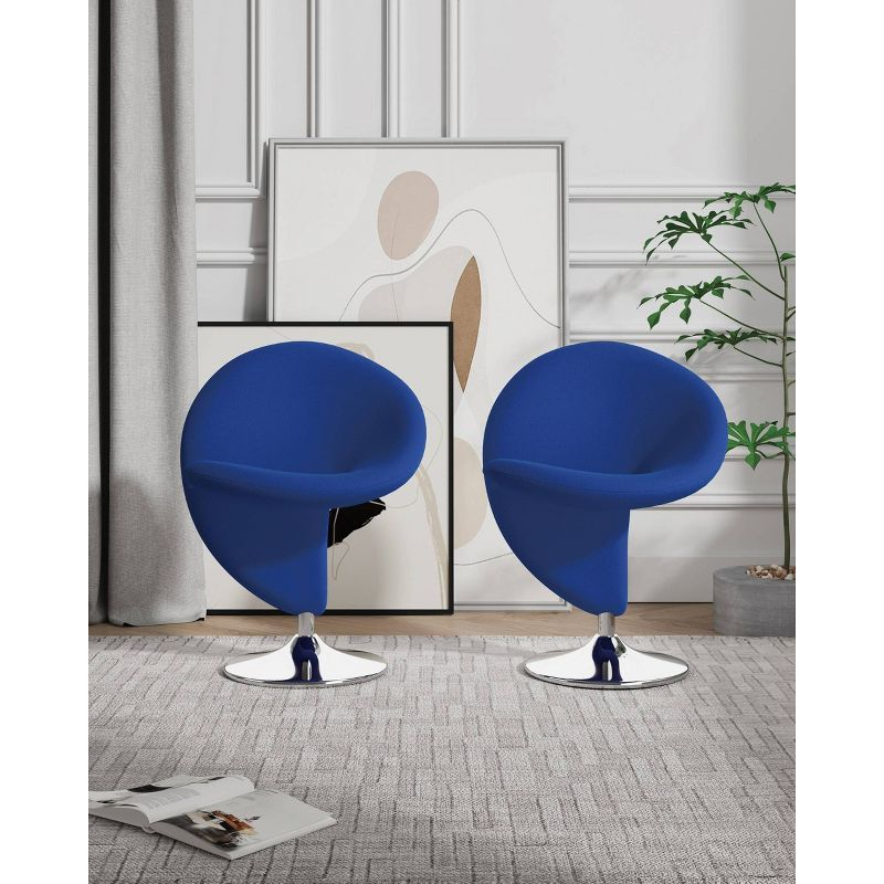 Set of 2 Curl Wool Blend Swivel Accent Chairs Blue - Manhattan Comfort: Ergonomic, No Assembly Required