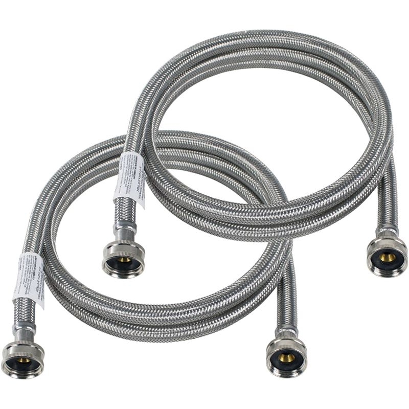 Certified Appliance Accessories® 2-Pack Braided Stainless Steel Washing Machine Hoses (4 Ft.) in Silver