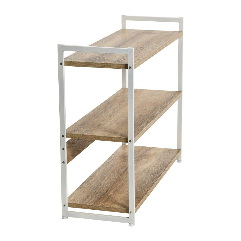 Household Essentials 32.5" Jamestown Wide 3 Shelf Bookshelf: Metal Frame, Coastal Oak Collection