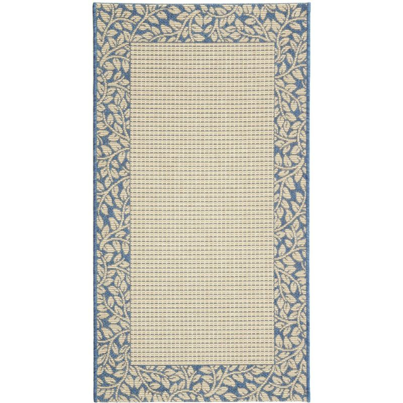 Courtyard CY0727 Power Loomed Indoor and Outdoor Accent Rug - Natural/Blue - 2'7"x5' - Safavieh