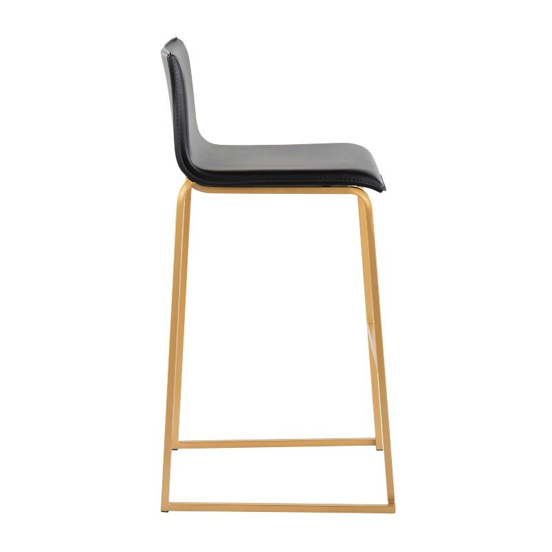 Set of 2 Mara Upholstered Barstools Black/Gold - Lumisource: Faux Leather, Steel Base, Footrest, 250lb Capacity