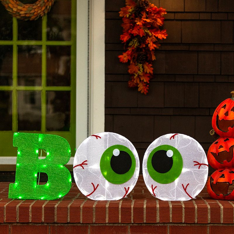 44" Prelit LED Tinsel Fabric "BOO" Sign Halloween Decoration - National Tree Company