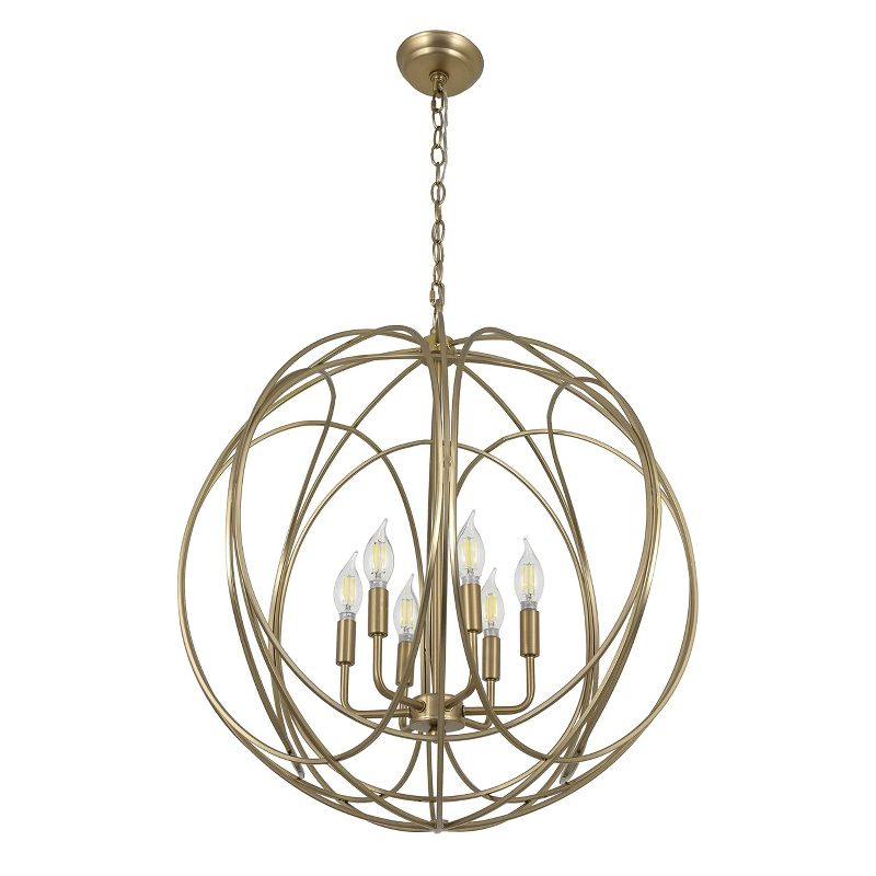 Yosemite Home Decor Brass 6-Light Brass Chandelier