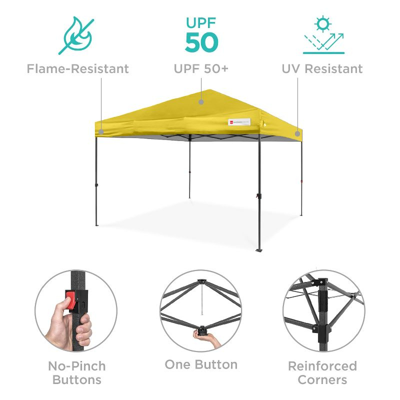 Best Choice Products 12x12ft Easy Setup Pop Up Canopy w/ 1-Button Setup, Wheeled Case, 4 Weight Bags - Yellow