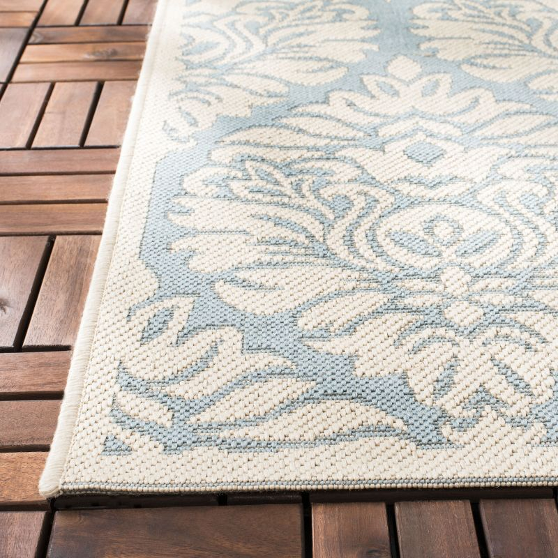 Beach House BHS135 Power Loomed Indoor/Outdoor Area Rug - Aqua/Cream - 5'3"x7'6" - Safavieh