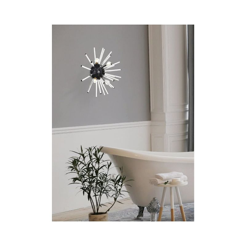 Elegant Lighting Sienna 18 inch crystal rod wall sconce in black
