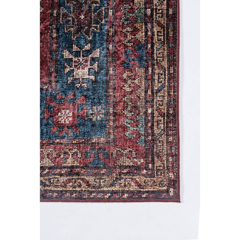 5'x8' Karachi Rezi Area Rug Burgundy - Momeni: Geometric Bohemian, Rubber Backed, Medium Pile, Indoor Use
