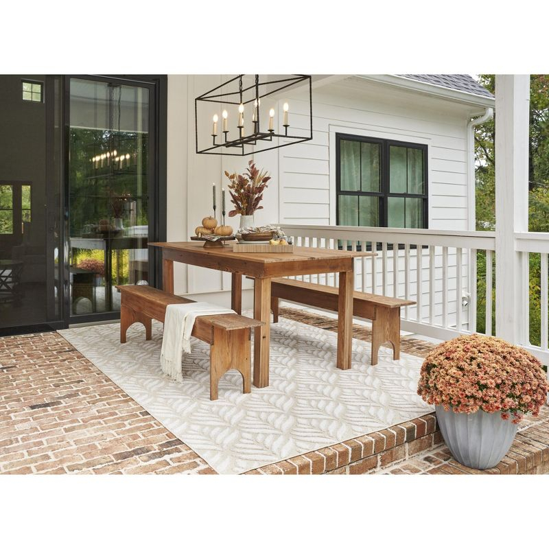 Nourison Aloha Tropical Palm Flatweave High-Low Indoor Outdoor Area Rug Ivory Grey 5'3" x 7'5"