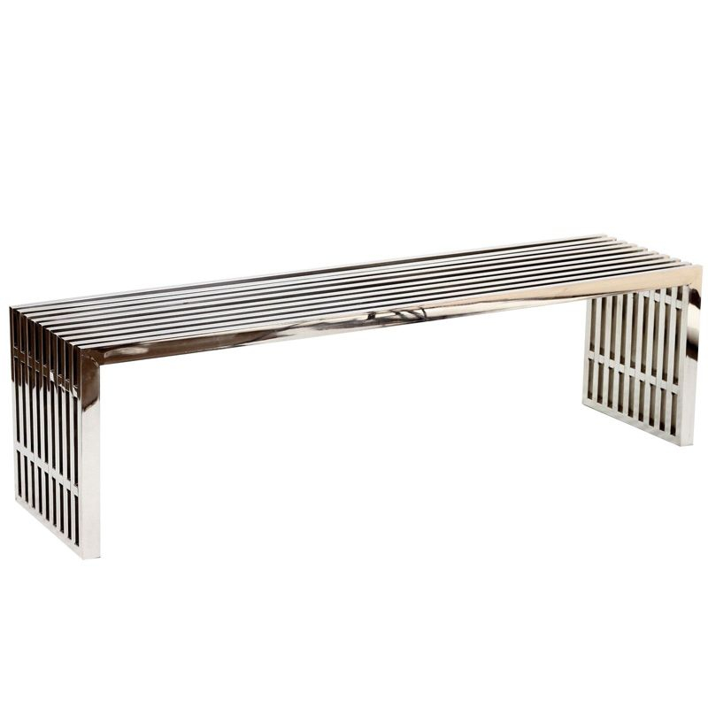 Gridiron Large Stainless Steel Bench Silver - Modway: No Assembly, 660lb Capacity, 60" Width